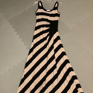 Calvin Klein Black Beige Striped Tank Maxi Dress 2